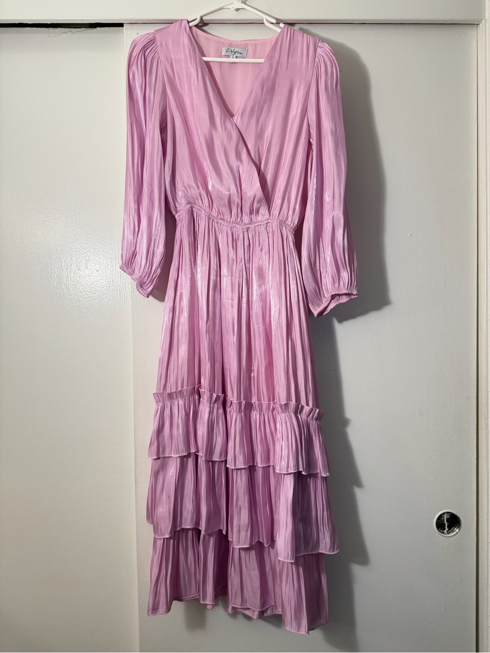 Polagram Lavender-Pink Tiered Long Sleeve Dress
